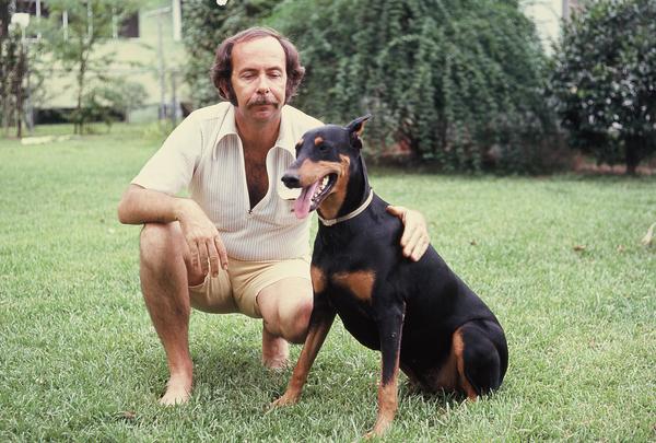 My Dad back in the early 1970's with his doberman, Baron