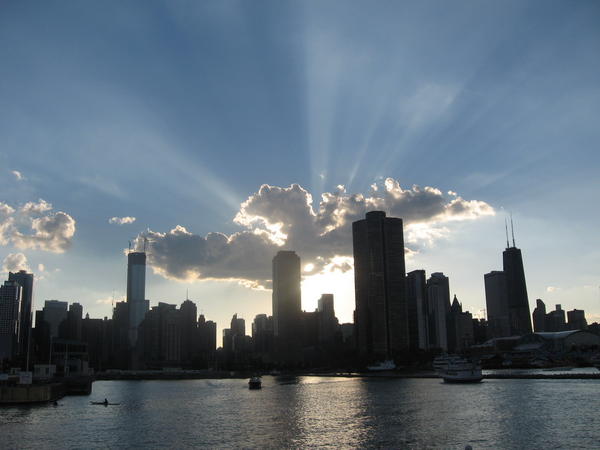 I am soooo proud of this picture my dad took!  My sister took them on a Chicago architecture tour by boat for their anniversary, and he snapped this photo.  I have it in a frame on my desk at work.
