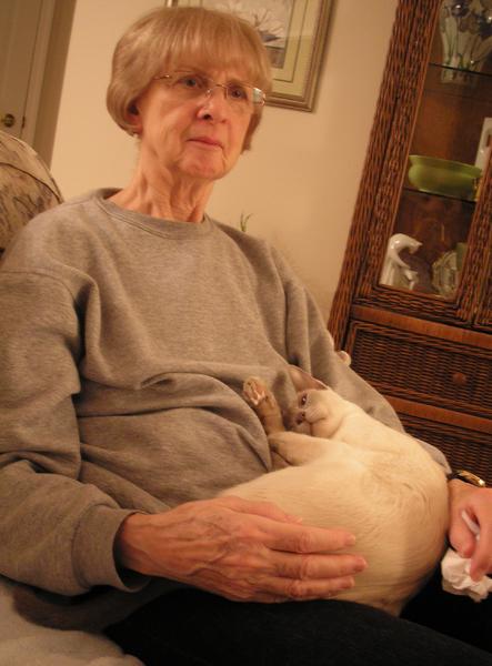 Mom is glued to the TV here - not grim at all!