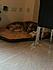 Asleep on her bed.